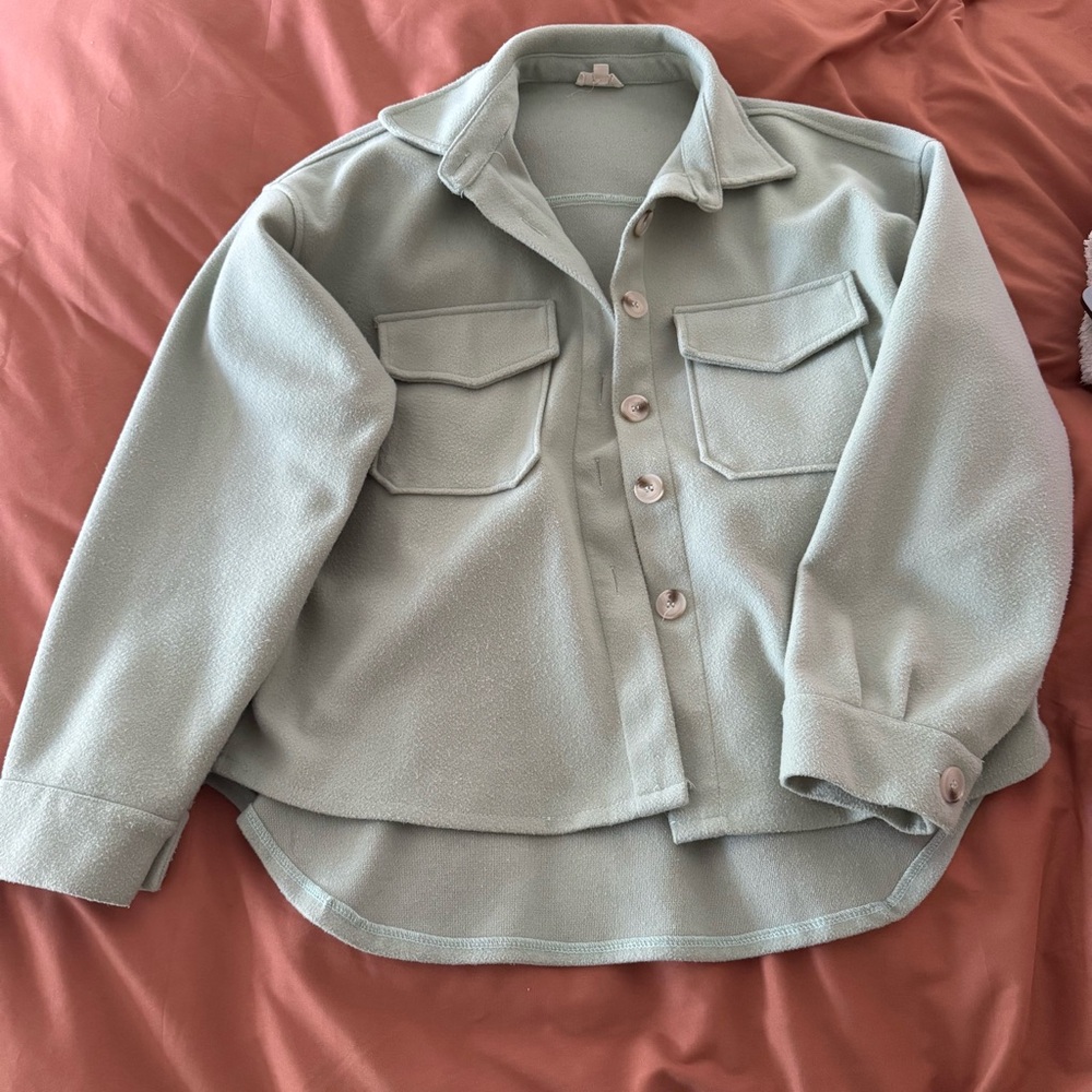 Lala Factory Sage Green Lightweight Fleece Shacket size L